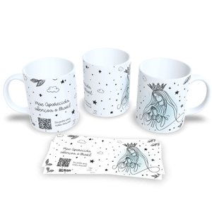 Caneca de Porcelana Religiosa com Qr Code Orações Nossa Senhora Aparecida