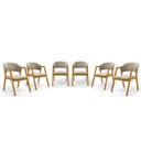 Ver imagem 1 de Kit com 6 Cadeiras Leticia Madeira Maciça Estofada para Mesa de Jantar Veludo Bege 102