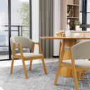 Ver imagem 2 de Kit com 6 Cadeiras Leticia Madeira Maciça Estofada para Mesa de Jantar Veludo Bege 102