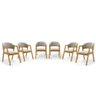 Kit com 6 Cadeiras Leticia Madeira Maciça Estofada para Mesa de Jantar Veludo Bege 102 - 1
