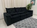 Ver imagem 3 de Sofá Retrátil e Reclinável 2,70m em Tecido Veludão C/pillow Nos Braços Athenas:preto