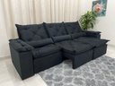 Ver imagem 2 de Sofá Retrátil e Reclinável 2,70m em Tecido Veludão C/pillow Nos Braços Athenas:preto
