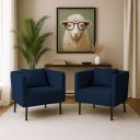 Ver imagem 1 de Kit 2 Poltronas Decorativa Pés de Metal Hanna Veludo Azul - Loja Sheep