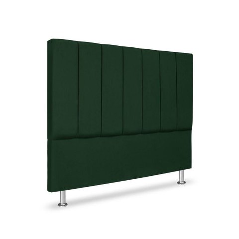 Cabeceira Estofada Cama Box Casal 140 cm Carla Premium - Veludo Verde