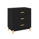 Ver imagem 1 de Cômoda Pequena para Quarto 70 X 78 Cm 3 Gavetas Pés Madeira Mdp Preto - Clicklar