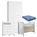 Ver imagem 2 de Quarto de Bebê 3 Portas Ternura Baby com Berço Mirelle Branco Brilho com Colchão para Berço