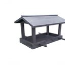 Ver imagem 1 de Casinha Passarinho Comedouro Preto Madeira Bandeja 34x50