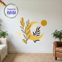 Ver imagem 2 de Adesivo Floral Boho Amarelo Estilo Nórdico 110x94 Minimalista Mod.05
