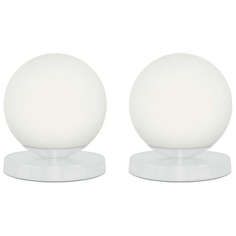 Kit 2 Luminárias de mesa Globo Orby Branco Base Redonda