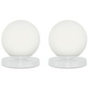 Ver imagem 1 de Kit 2 Luminárias de mesa Globo Orby Branco Base Redonda