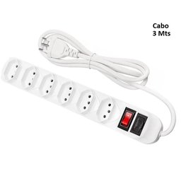 Filtro De Linha Régua Extensão Com 6 Tomadas 2P+T Com Cabo 3 Mts Bivolt - 2