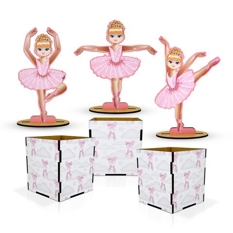 Kit Festa 6un Mdf Caixinha Bailarina Display Mesa Premium
