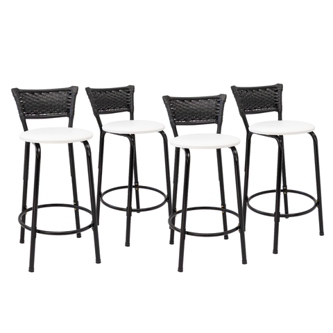 Kit 4 Banquetas para Balcão Cozinha Gourmet Junco Preto Bancada Ilha Banco 60cm Itagold