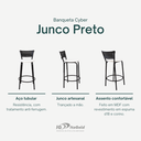 Ver imagem 3 de Kit 4 Banquetas para Balcão Cozinha Gourmet Junco Preto Bancada Ilha Banco 60cm Itagold