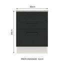 Ver imagem 3 de Balcão Armário de Cozinha 60 cm 3 Gavetas Branco/Preto Agata Madesa