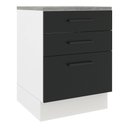 Ver imagem 1 de Balcão Armário de Cozinha 60 cm 3 Gavetas Branco/Preto Agata Madesa