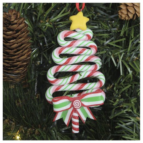 Kit 6 Enfeite Pendente para Árvore de Natal Pinheirinho 13,5cm