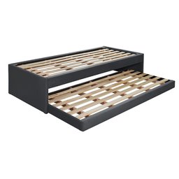 Bicama de Solteiro em Madeira Bari Revestida Tecido Pavia Cinza - Php - 3