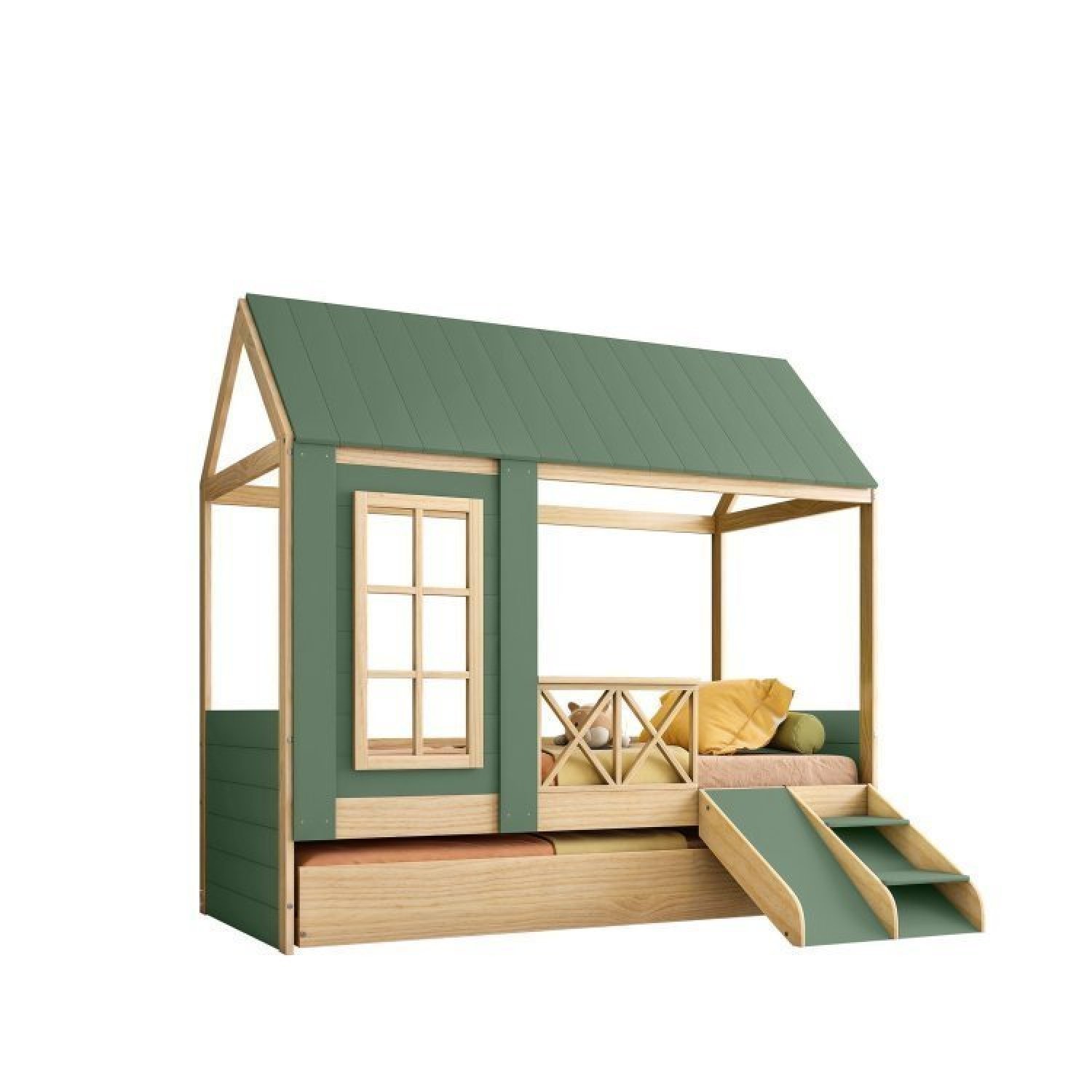 Bicama Solteiro Infantil Reversível Telhado Completo Casinha Garden Casatema - 4