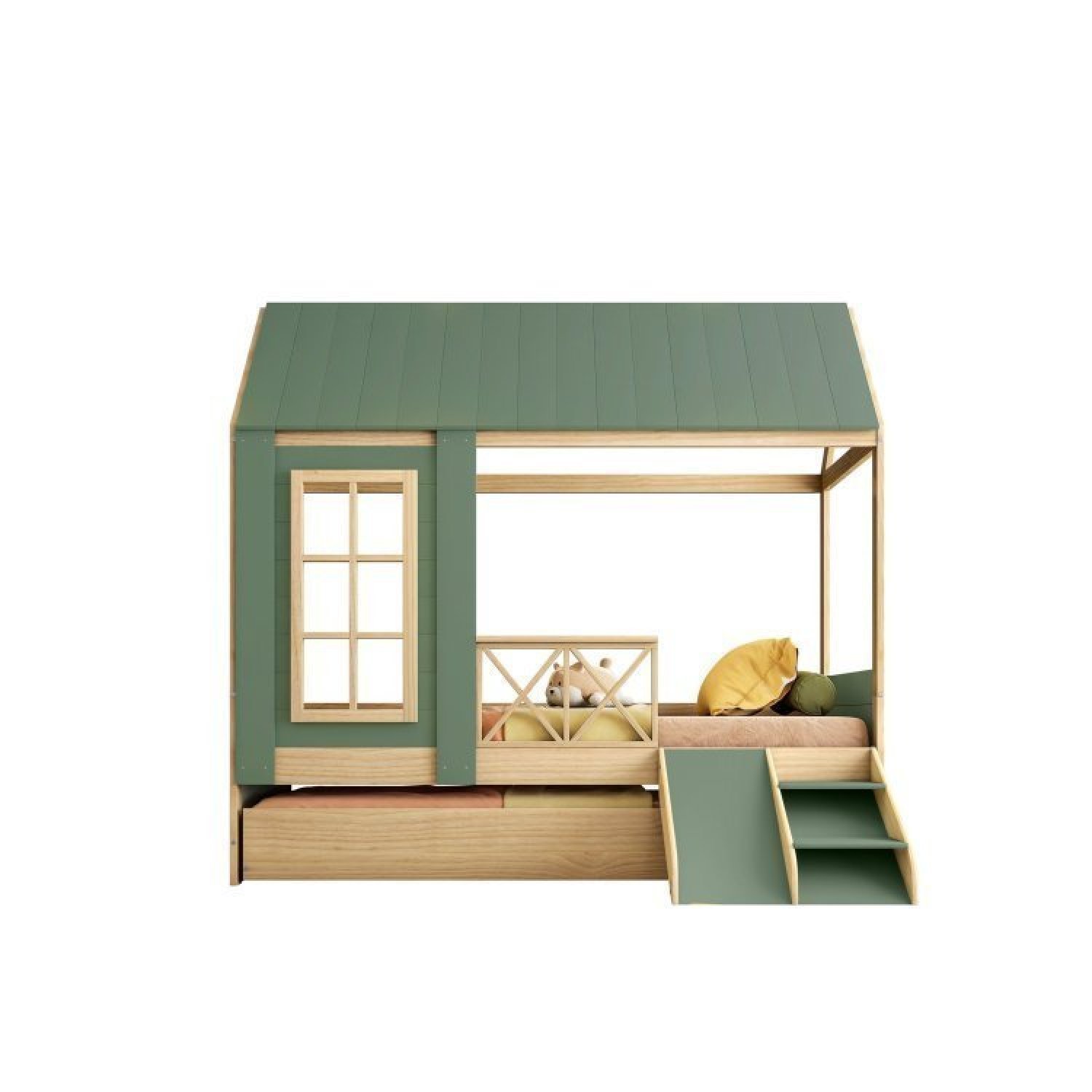 Bicama Solteiro Infantil Reversível Telhado Completo Casinha Garden Casatema - 5