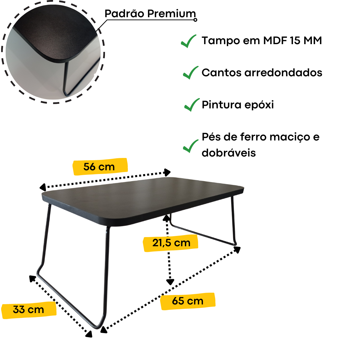 Suporte Notebook Bandeja Office Mesa Portátil de Estudo Leitura - 3