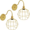 Ver imagem 1 de 2 Luminárias Arandela de Parede Aramada Globo Industrial Retro Dourada Agp Ilumini Vintage