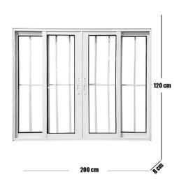 Janela Vitrô de Alumínio 4 Folhas 120 x 200cm Linha 25 com Grade - 6
