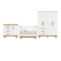 Quarto de Bebê Completo com Cômoda Berço e Guarda Roupa 100% Mdf Retrô Kakau Espresso Móveis - 3