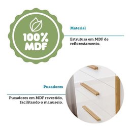 Quarto de Bebê Completo com Cômoda Berço e Guarda Roupa 100% Mdf Retrô Kakau Espresso Móveis - 15