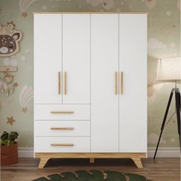 Quarto de Bebê Completo com Cômoda Berço e Guarda Roupa 100% Mdf Retrô Kakau Espresso Móveis - 11