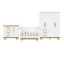 Ver imagem 1 de Quarto de Bebê Completo com Cômoda Berço e Guarda Roupa 100% Mdf Retrô Kakau Yescasa