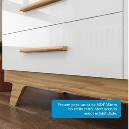 Quarto de Bebê Completo com Cômoda Berço e Guarda Roupa 100% Mdf Retrô Kakau Espresso Móveis - 13