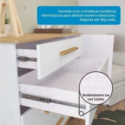 Quarto de Bebê Completo com Cômoda Berço e Guarda Roupa 100% Mdf Retrô Kakau Espresso Móveis - 14