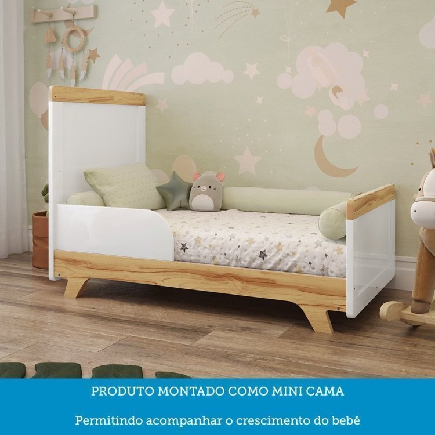 Conjunto Quarto de Bebê com Guarda Roupa e Berço Kakau Retrô Espresso Móveis - 7