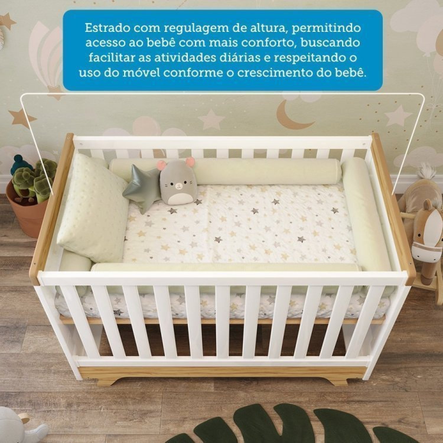 Conjunto Quarto de Bebê com Guarda Roupa e Berço Kakau Retrô Espresso Móveis - 9