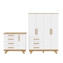 Ver imagem 3 de Quarto Infantil com Guarda Roupa 4 Portas e Cômoda 1 Porta 100% MDF Kakau Retrô Espresso Móveis