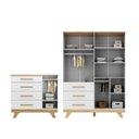 Ver imagem 4 de Quarto Infantil com Guarda Roupa 4 Portas e Cômoda 1 Porta 100% MDF Kakau Retrô Espresso Móveis