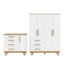 Ver imagem 3 de Quarto Infantil/Juvenil com Guarda Roupa 4 Portas e Cômoda 1 Porta 100% MDF Kakau Retrô Yescasa