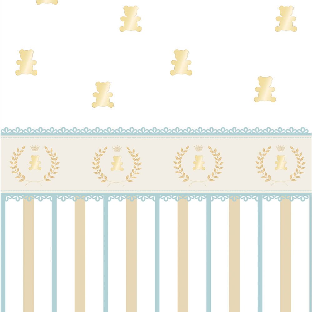 Papel de Parede Infantil Listras e Faixa Dourado Arte Destaque 3 Metros - 3