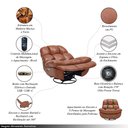 Ver imagem 3 de Poltrona do Papai Cinema Elétrica Ottawa com Massagem Aquecimento Balanço Entrada Usb/usb-c Pu Caram