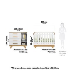 Quarto de Bebê com Cômoda e Berço 100% Mdf Jolie Retrô Espresso Móveis - 5