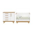 Ver imagem 3 de Quarto de Bebê com Berço 2 em 1 e Cômoda 1 Porta 100% MDF Jolie Retrô Yescasa Branco/Amêndoa