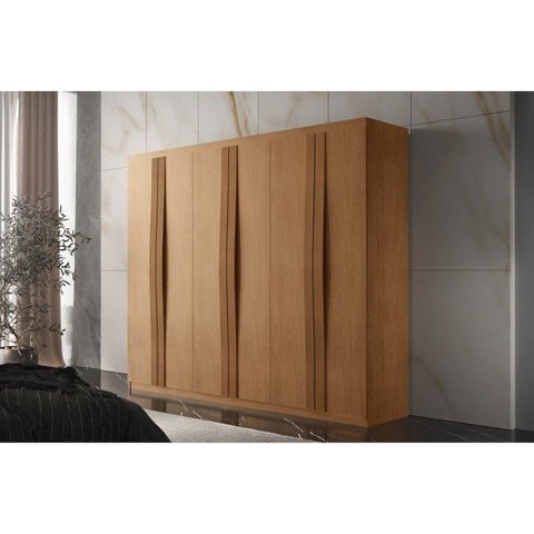 Guarda-Roupa 6 Portas 2 Gavetas MDF London Laranja/Marromle
