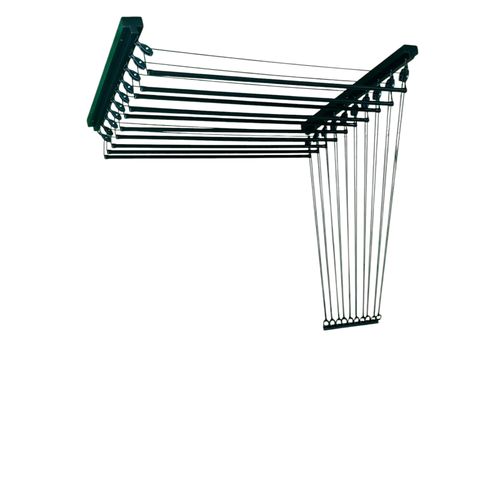 Varal Individual de Teto 120cm com 10 Varetas em Alumínio - Preto