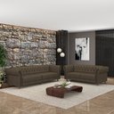 Ver imagem 1 de Conjunto de Sofá Sala de Estar Stanford Chesterfield 2 e 3 Lugares 200cm/240cm Pés Madeira Couro Cap