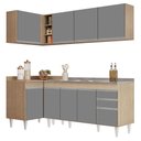 Ver imagem 1 de Armário de Cozinha Modulado de Canto Direito 4 Peças CP42 com Pia Inox Castanho/Cinza - Lumil Lumil 