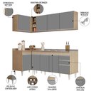 Ver imagem 3 de Armário de Cozinha Modulado de Canto Direito 4 Peças CP42 com Pia Inox Castanho/Cinza - Lumil Lumil 