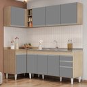 Ver imagem 2 de Armário de Cozinha Modulado de Canto Direito 4 Peças CP42 com Pia Inox Castanho/Cinza - Lumil Lumil 