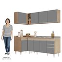 Ver imagem 5 de Armário de Cozinha Modulado de Canto Direito 4 Peças CP42 com Pia Inox Castanho/Cinza - Lumil Lumil 