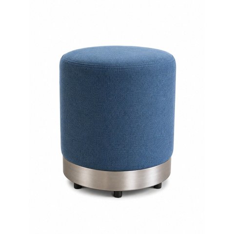 Puff com Rodapé Prata Azul Linho - Let Móveis